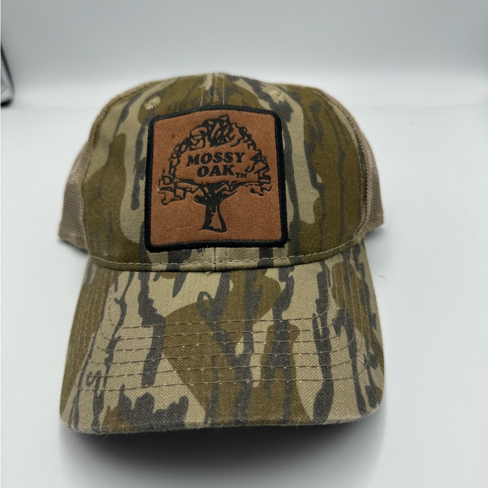 Mossy Oak Camo Camouflage Cap Hat SnapBack Adjustable Leather Patch Mesh Outdoor
